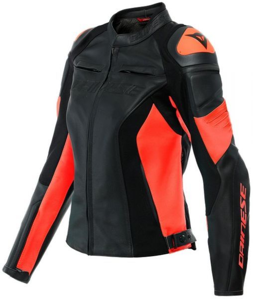 Racing 4 Lady Leather Jacket Black/Fluo-Red