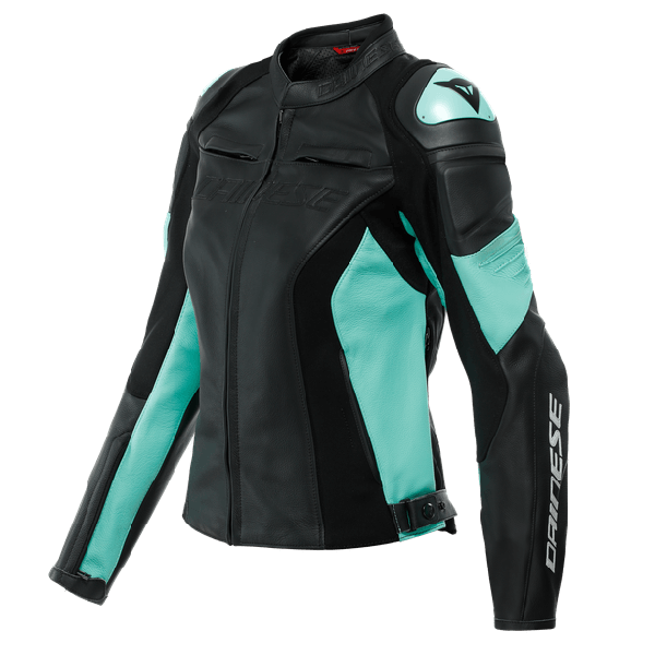 Racing 4 Lady Leather Jacket Black/Acqua-Green